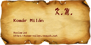 Komár Milán névjegykártya